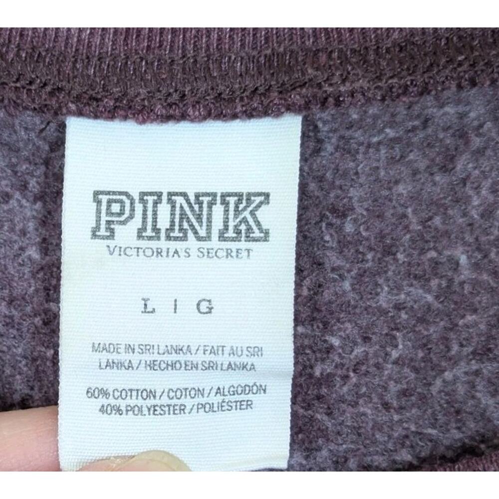 Pink Victoria's Secret Burgundy Oversized Boyfriend Varsity Crew Neck Love Pink - Picture 4 of 9